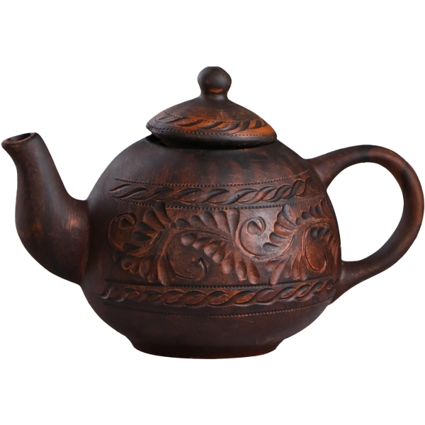 Чайник Красная глина Бархат красная глина, резка, 1 л 4376338