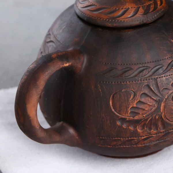 Чайник Красная глина Бархат красная глина, резка, 1 л 4376338