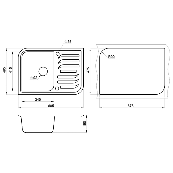 Мойка кухонная Granula GR-7001 черный