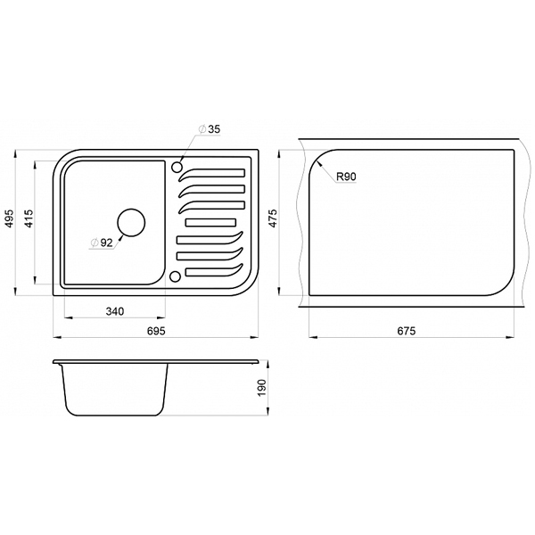 Мойка кухонная Granula GR-7001 Шварц
