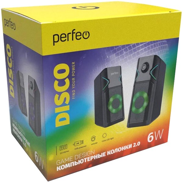 Колонки компьютерные 2.0 Perfeo DISCO 2.0 мощность 2х3 Вт PF_B3376