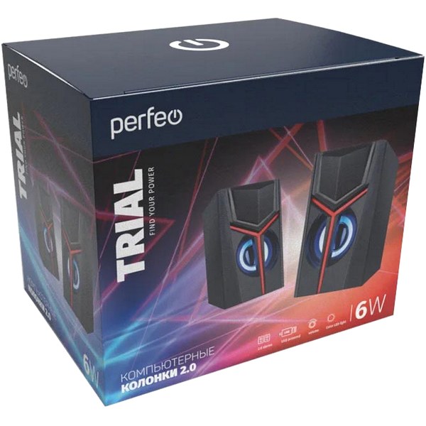 Колонки компьютерные 2.0 Perfeo TRIAL 2.0 мощность 2х3 Вт PF_B3374