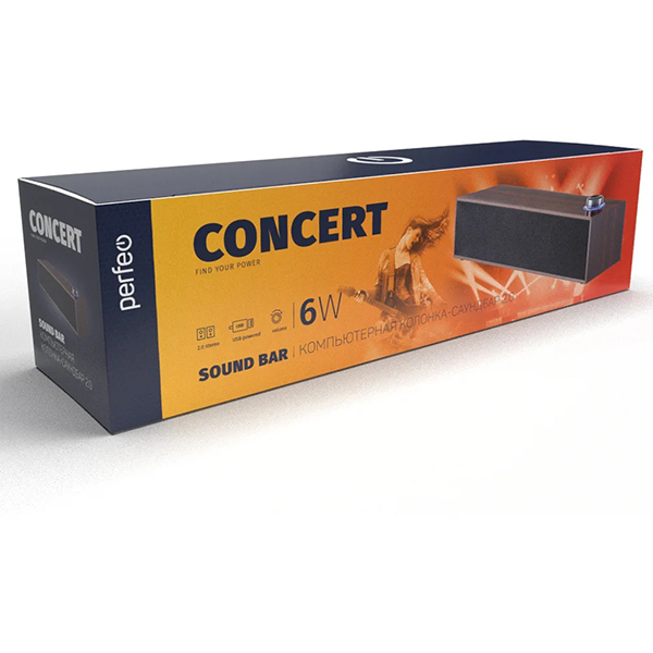 Компьютерная колонка-саундбар Perfeo CONCERT 6 Вт PF_A4340 коричневый
