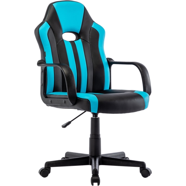 Кресло компьютерное Brabix Stripe GM-202, черное/голубое фото