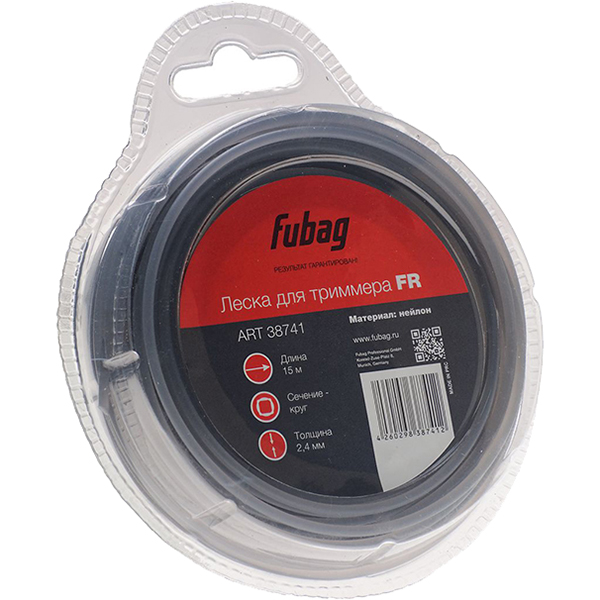 Леска для триммера Fubag FR сечение круглое L 15 мx2,4 мм (38741)