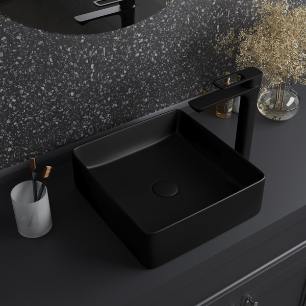 Раковина Iddis Чёрный матовый накладной, Slide, SLIBM01i27