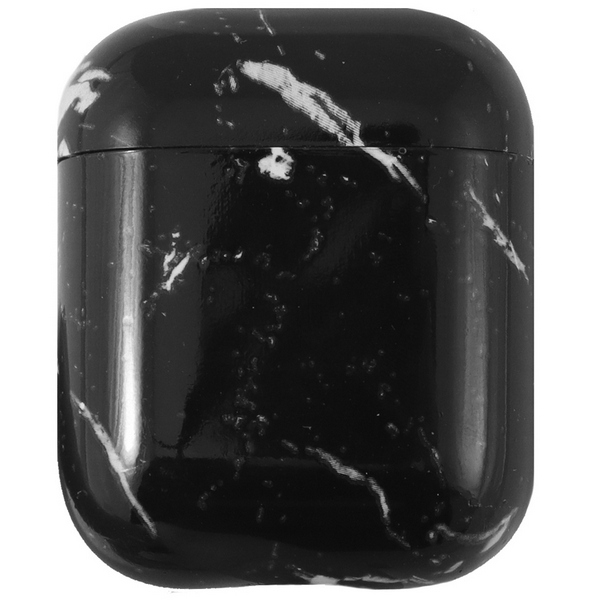 Чехол LuxCase для AirPods 1/2 Marbel PC черный/ белый