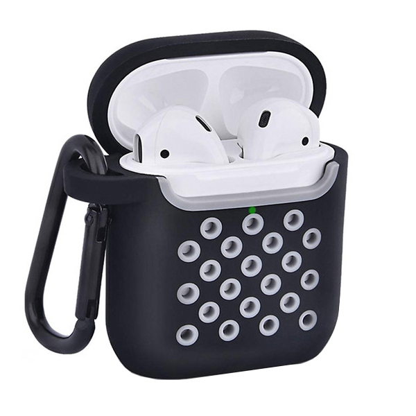 Чехол LuxCase для AirPods 1/2 Mix color silicon case черный/серый