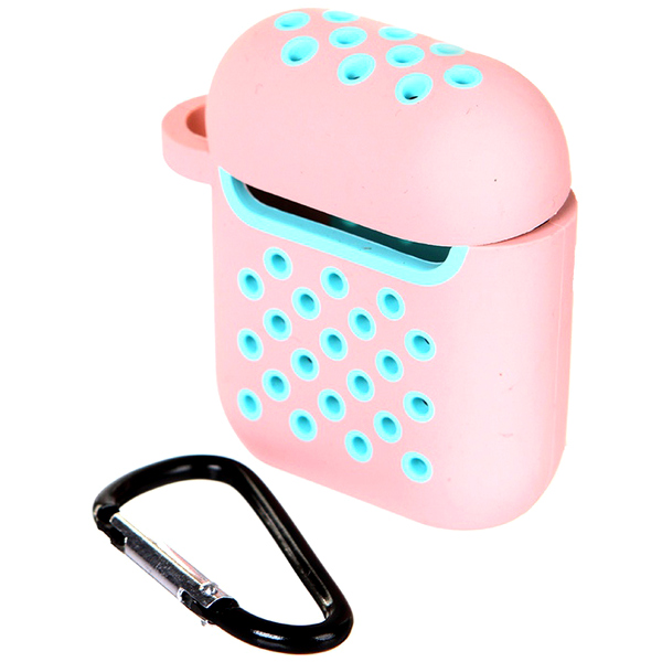 Чехол LuxCase для AirPods 1/2 Mix color silicon case розовый/ бирюзовый