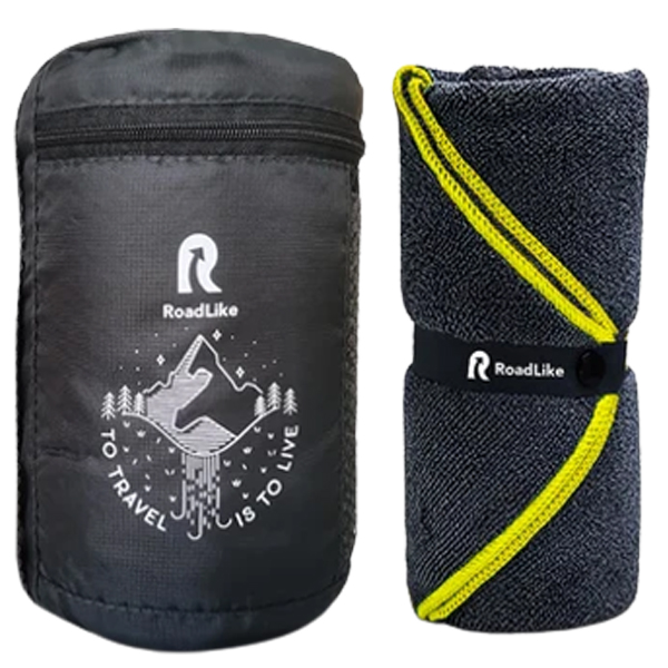 Полотенце спортивное охлаждающее RoadLike Terry 60*120 см серый-желтый