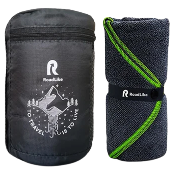 Полотенце спортивное охлаждающее RoadLike Terry 60*120 см серый-зеленый