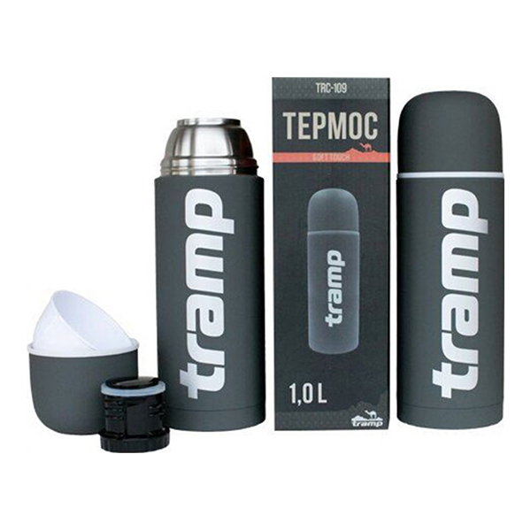 Термос Tramp Soft Touch 1.0 л. серый (TRC-109)