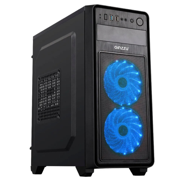Корпус для компьютера Ginzzu E220 FAN 12LED *2 Blue USB3.0