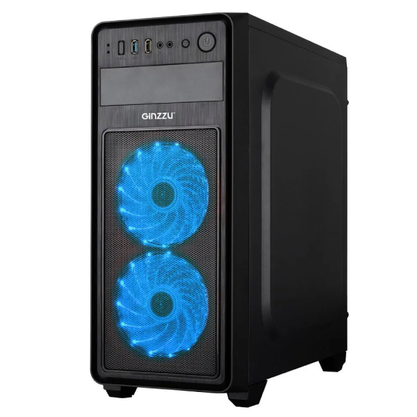 Корпус для компьютера Ginzzu E220 FAN 12LED *2 Blue USB3.0