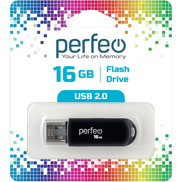 Флэш диск USB Perfeo 16GB C03 Black (PF-C03B016)
