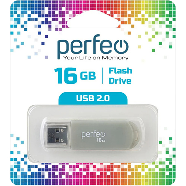 Флэш диск USB Perfeo 16GB C03 Grey (PF-C03GR016)