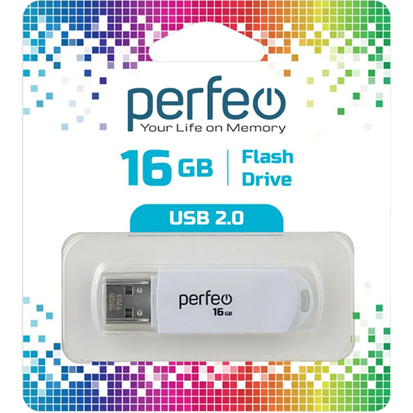 Флэш диск USB Perfeo 16GB C03 White (PF-C03W016)