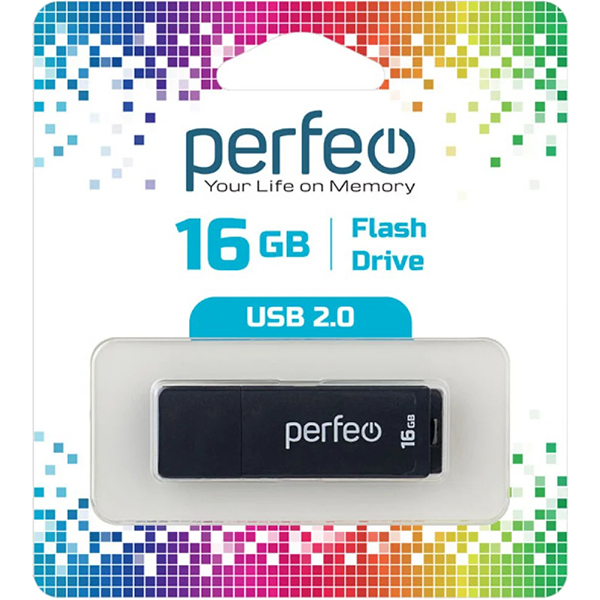 Флэш диск USB Perfeo 16GB C04 Black (PF-C04B016)