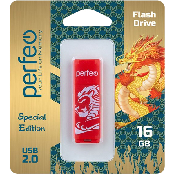 Флэш диск USB Perfeo 16GB C04 Red Lion (PF-C04RL016)