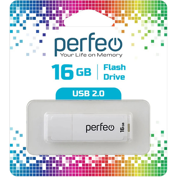Флэш диск USB Perfeo 16GB C04 White (PF-C04W016)