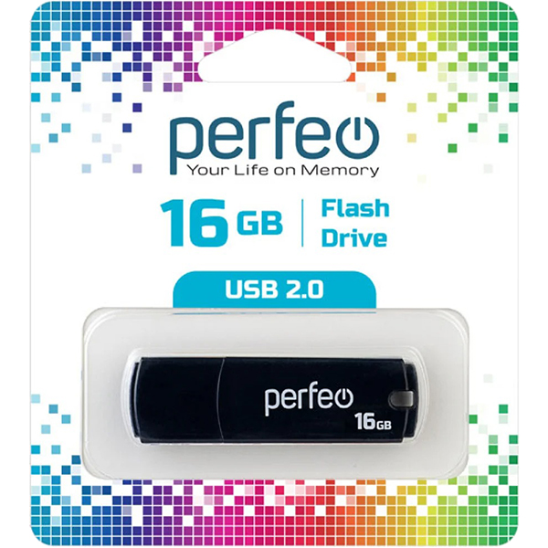 Флэш диск USB Perfeo 16GB C05 Black (PF-C05B016)