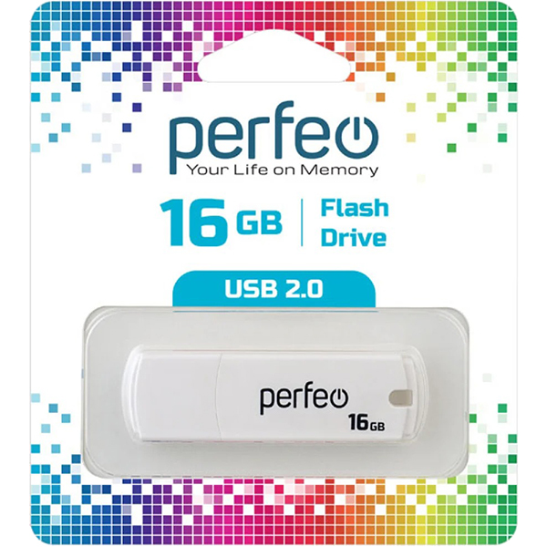 Флэш диск USB Perfeo 16GB C05 White (PF-C05W016)
