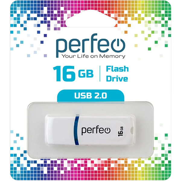 Флэш диск USB Perfeo 16GB C09 White (PF-C09W016)