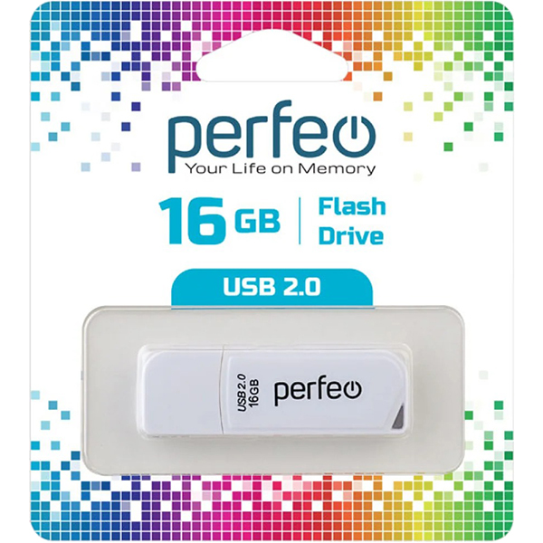 Флэш диск USB Perfeo 16GB C10 White (PF-C10W016)