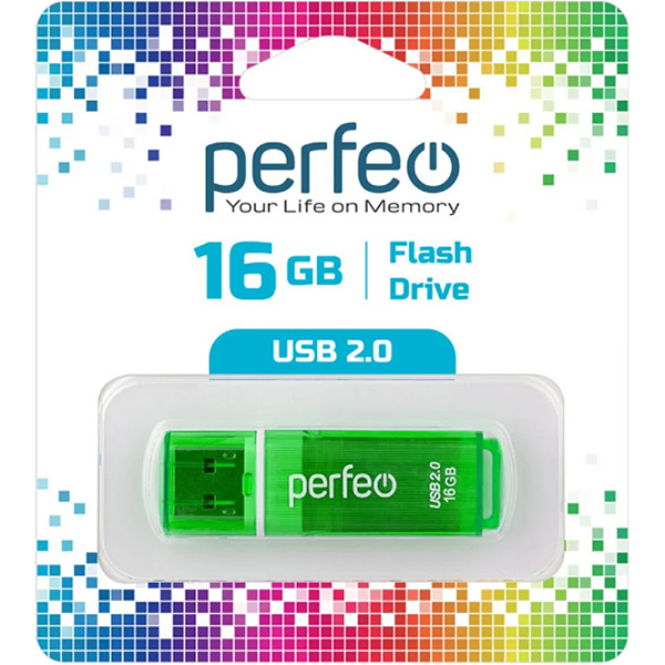 Флэш диск USB Perfeo 16GB C13 Green (PF-C13G016)