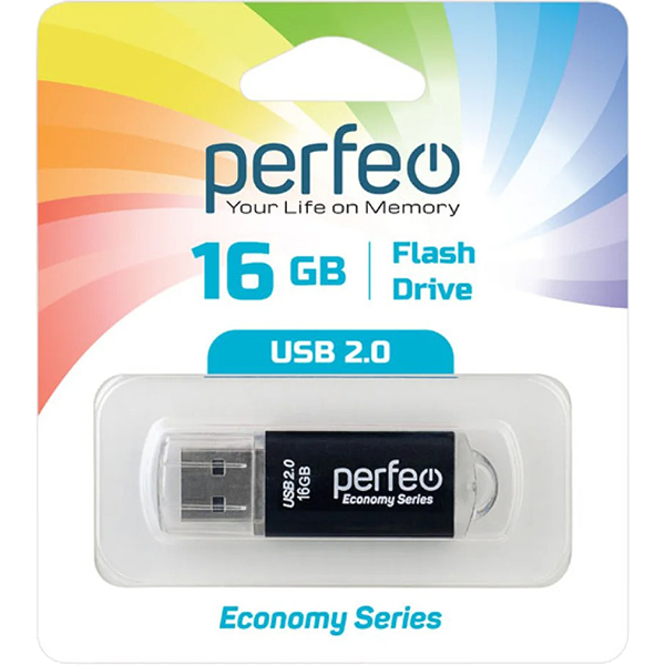 Флэш диск USB Perfeo 16GB E01 Black (PF-E01B016ES)