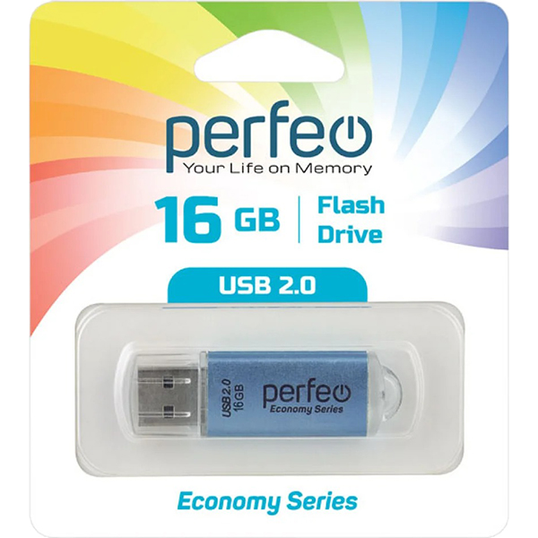 Флэш диск USB Perfeo 16GB E01 Blue (PF-E01N016ES)