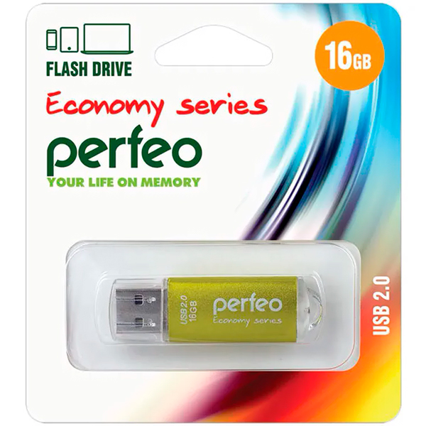 Флэш диск USB Perfeo 16GB E01 Gold (PF-E01Gl016ES)