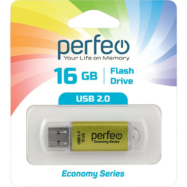 Флэш диск USB Perfeo 16GB E01 Green (PF-E01G016ES)