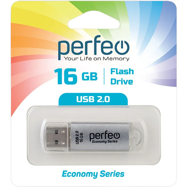 Флэш диск USB Perfeo 16GB E01 Silver (PF-E01S016ES)