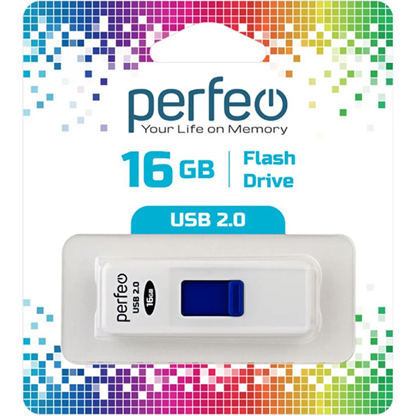 Флэш диск USB Perfeo 16GB S03 White (PF-S03W016)