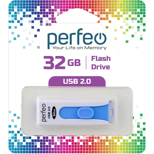 Флэш диск USB Perfeo 32GB S01 White (PF-S01W032)