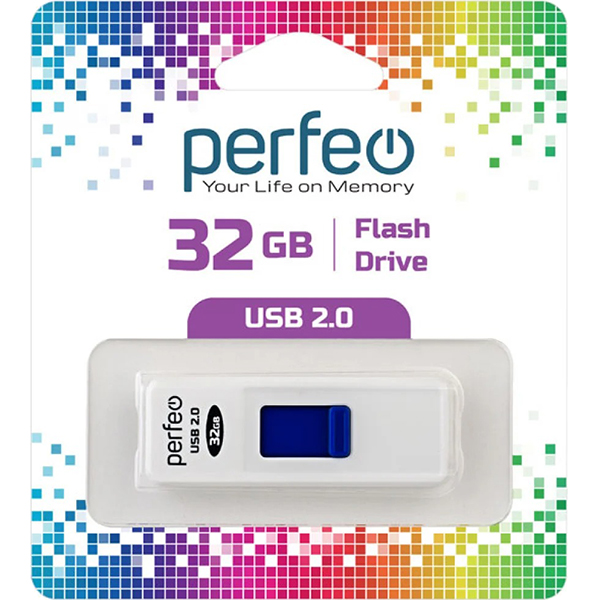 Флэш диск USB Perfeo 32GB S03 White (PF-S03W032)