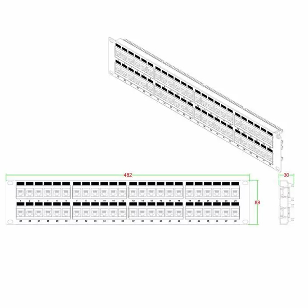 Патч-панель Hyperline PP3-19-48-8P8C-C5E-110D