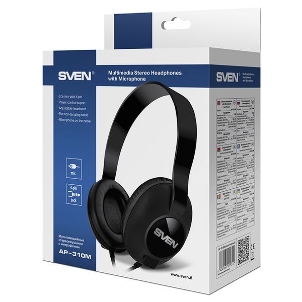 Наушники накладные Sven AP-310M с микрофоном (SV-015312) Black