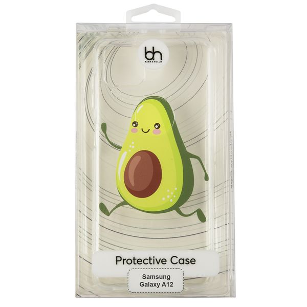 Накладка силиконовая Barn&Hollis для Samsung Galaxy A12 прозрачная с принтом (авокадо)