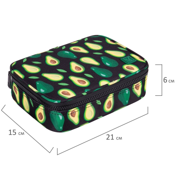 Пенал детский Brauberg Avocado 1 отделение, ткань, 21x15x6см (270706)