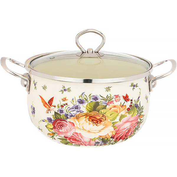 Кастрюля Agness со стеклянной крышкой 2,3л бежевый(915-100)