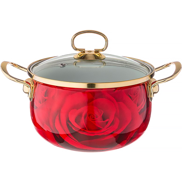 Кастрюля Agness со стеклянной крышкой 2,3л красный(915-110)