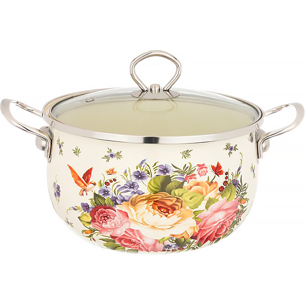 Кастрюля Agness со стеклянной крышкой 3,0л бежевый(915-101)