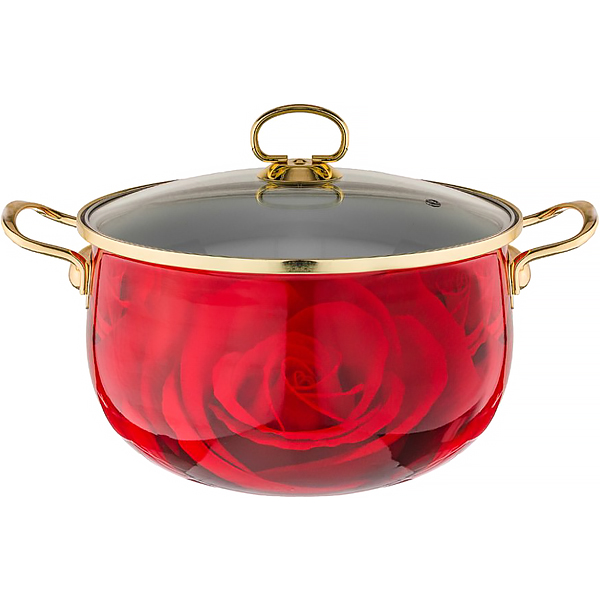 Кастрюля Agness со стеклянной крышкой 5,3л красный(915-113)