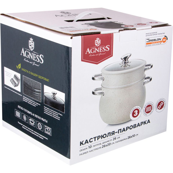 Кастрюля Agness со стекл.крышкой белый(926-507)