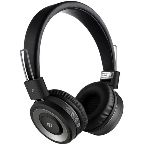Наушники накладные Bluetooth Digma BT-11 Black (L100BT)