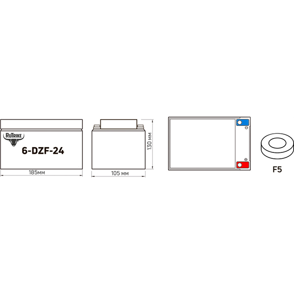 Аккумулятор для ТСД Rutrike 6-DZF-24 (12V24A/H C2)