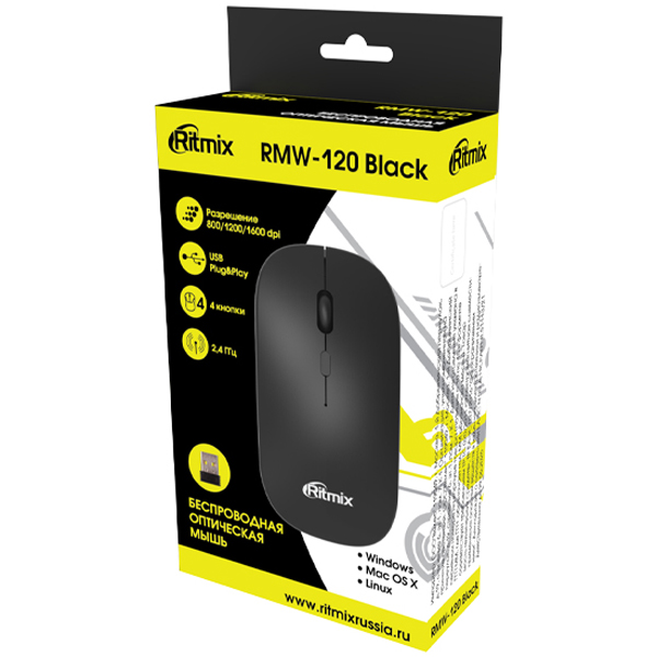 Мышь беспроводная Ritmix RMW-120 Black 425697
