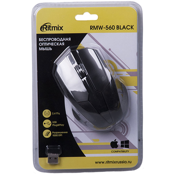 Мышь беспроводная Ritmix RMW-560 Black 425706